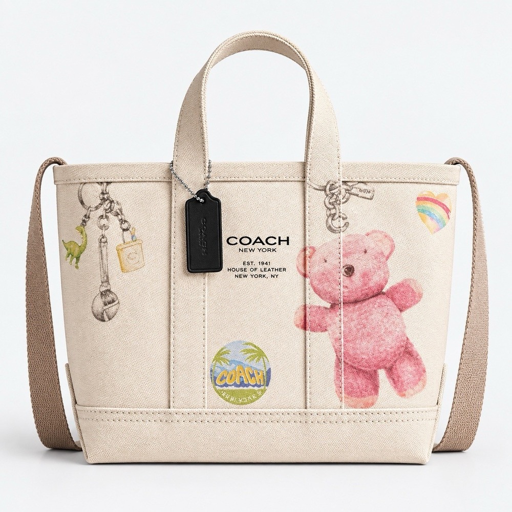NWT Coach  Beige/ Multi Utility Tote  27 With Sketch Print  Bunny  Ceri7